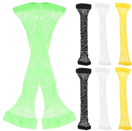 Holibanna 4er-pack Handschuhe Ellenbogenlange Fingerlose Handschuhe Modisches Hollowout-design Nachtclub-party Cosplay-zubehör Gelb Grün Weiß