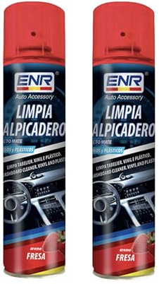 ENR-Limpia Salpicaderos Coche, Limpiador Tapiceria Coche,Limpia Tapicerias Coche Vinilo Y GOMA-Protector Interior Coche Protege Daño UV-Aire Evolución（FRESA）EFECTO MATE-ambos-400ml