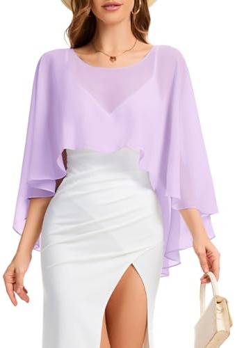 Bbonlinedress Capes de Gasa para Mujer Chal Bolero de Verano Bufanda Estola Elegante Capa Suaves y Ligeros para Vestidos de Noche Vestidos de Novia Lavender