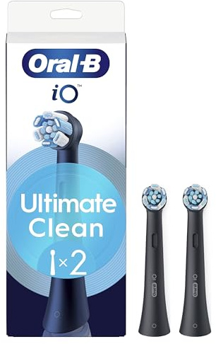 Oral-B iO Series Ultimate Clean Replacement Brush Heads, 2 Count, Black - Original Round Heads, Crisscross Bristles, Deep Cleaning, Plaque Removal, Compatible with iO Electric Toothbrushes