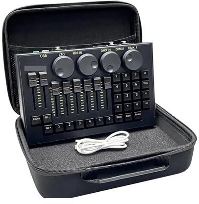 Controlador de DJ, Controlador de iluminación de escenario con cabezal móvil y minicontrolador de ala de comando MA2 for fiestas y clubes, equipo profesional.(Black Command Wing)