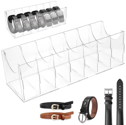 PCXWTLN Cinturón De Almacenamiento, 7 Compartimentos, Organizador De Cinturón Acrílico, Caja De Visualización Transparente Apilable Para Uso Doméstico, Soporte Para Cinturóns Para Hombre Para Corbata