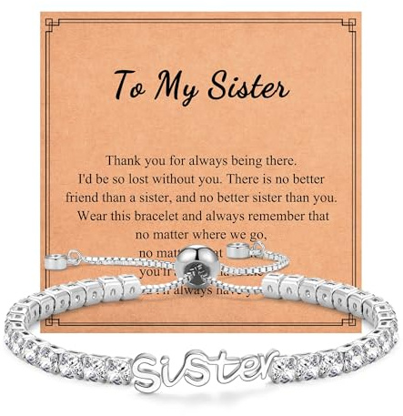 Shuxin Big Sister Birthday Gifts, Graduation Gifts for Sister, Cubic Zirconia Tennis Bracelet, Christmas Jewellery Present for Women Her