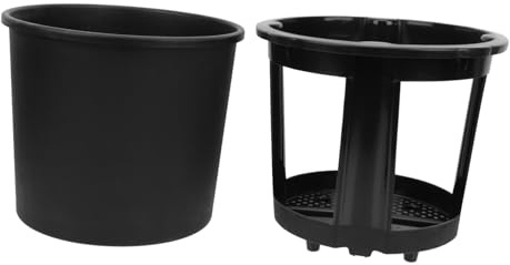 JOINPAYA Plastic Ginger and Potato Planting Bucket for Home Garden, 29cm Diameter Double-layered Black Planting Box Suitable for Peanuts and Vegetables