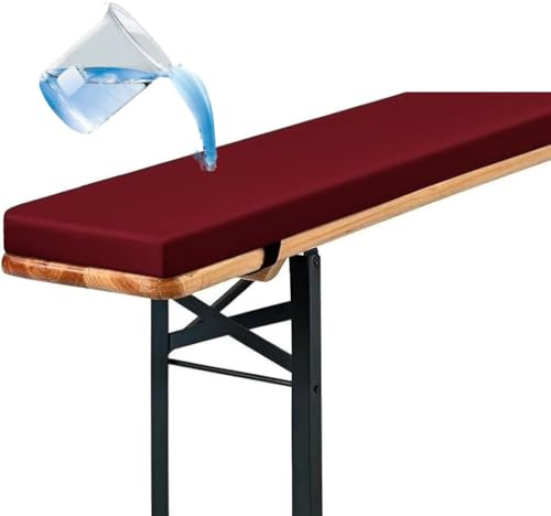 Generisch Bierbankauflage Gepolstert, Sitzauflage Boden Auflagen für Loungemöbel Rutschfester Bankauflagen Bierbank-Auflage wasserabweisend Outdoor Bankauflage Wetterfest,Rot,220x25x5cm