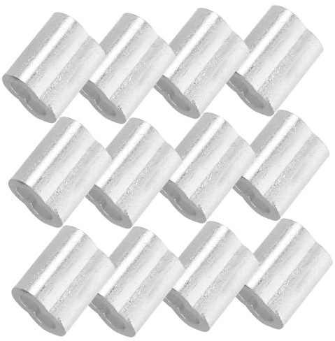 OUNONA 100pezzi Clip Per Gestione Dei Cavi Metallici in Alluminio Manicotti Di Crimpatura Doppio Foro Ghiera Per Fissaggio Sicuro Manicotto Di Arresto Per Cavi Metallici