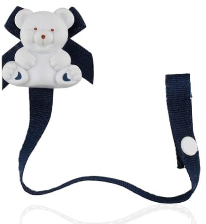 Baby Buddy Bear Pacifier Holder Clip Snaps to Paci, Teether, Toy, Clips onto Baby's Shirt, Pacifier Clip for Babies 4 Months and Up/Toddler Boys & Girls, Pacifier Holder, Navy, 1 Pack