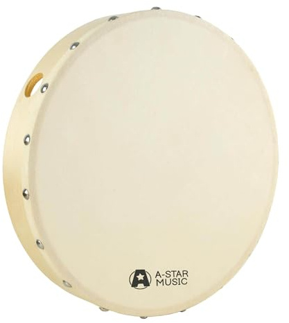 A-Star Tamburo a mano pre-accordato portatile da 10 pollici, testa in pelle naturale, tamburo a telaio da 25 cm di diametro