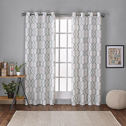 EXCLUSIVE HOME Kochi Light Filtering Linen Blend Grommet Top Curtain Panel Pair, 54x108, Seafoam