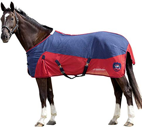 HKM 4057052232848 Fliegendecke -County- Mit Kreuzgurten3069 Rot/Dunkelblau135