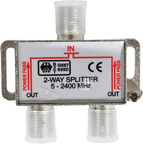 Nartel® 2 Way Satellite Splitter For Freesat, Freeview, Cable, Modem, Virgin Dbox & SKY