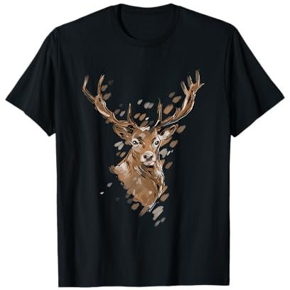 T-Shirt Chasse pour Homme Cerf élaphe Cadeau Chasse Hommes T-Shirt