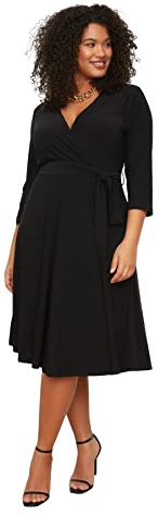 Trendyol Robe tissée à Double Boutonnage pour Femme-Taille midi, Noir, XXL