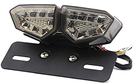 Riloer Luz trasera retro para motocicleta, luz trasera LED multifunción, luces de freno, luces de conducción, señales de giro