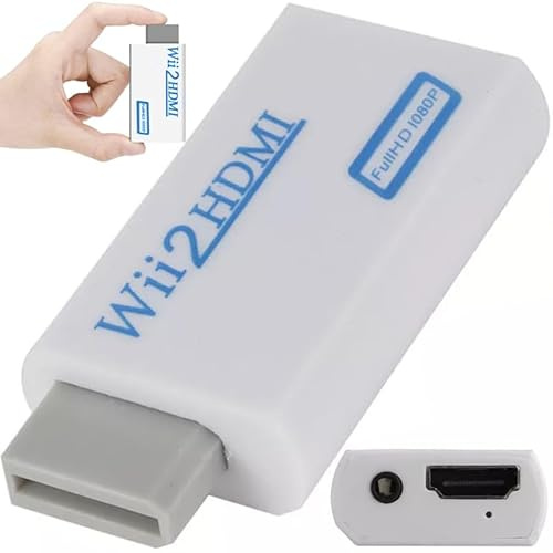 Retoo Wii HDMI-adapter, Wii till HDMI Full HD Converter DisplayPort till Hdmi, 720P 1080P, ljud 3,5 mm uttag, ljudutgång, Wii-konsoladapter till HDMI för TV, bildskärm, projektor