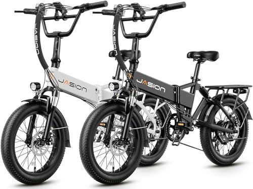 Jasion EBS 20 Foldable Electric Bike Fat Tire for Adults, 1000W Peak, 48V Removable Built-in Battery, 23MPH 50 Miles Range Commuter Electric Bike with Aluminum Frame for City, Mountain, Snow-2BN