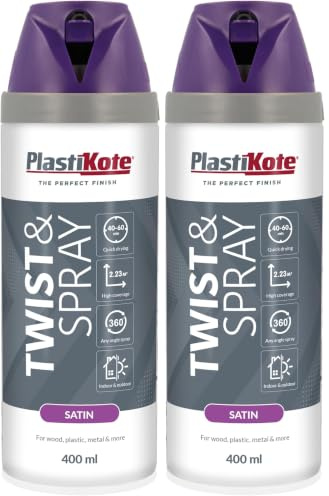 Plasti-Kote 22116 400ml Premium Spray Paint - Satin Sumptuous Purple (Pack of 2)