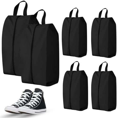 Nizirioo Schuhtasche 6er Set, Schmutzabweisender Schuhsack, Schuhtasche Reise, Wasserfeste Schuhbeutel Reise Schuhorganizer Wasserdicht Für Alltägliche Ausflüge, Urlaub, Sport (Schwarz)