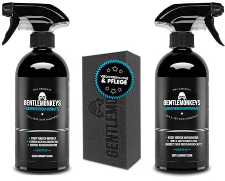 GENTLEMONKEYS Cabrio Reiniger + Imprägnierer Pflege-Set • Cabrio Verdeck Reiniger (500ml) + Imprägnierspray (500ml) • Cabrio & Autopflege Set • Intensive Reinigung & Pflege • Auto Putzset