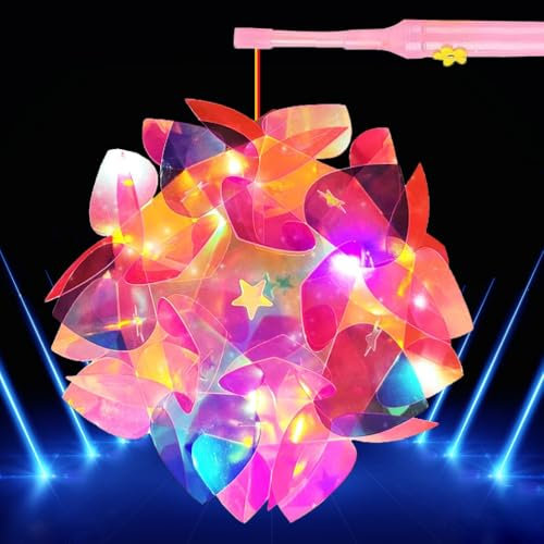 Diketone Laterne Kinder,Laternen Bastelset für St Martin，Laternenstab Kinder LED für Laternenumzüge Martinsumzüge,Geburtstagsgeschenk,Feste,Party, Halloween Deko(Blumenstil)