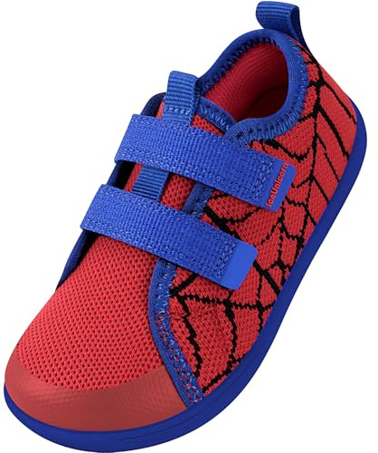 Kids Wide Barefoot Shoes Boys Girls Minimalist School Walking Shoes Trail Running Shoes Walking Sneaker(Red Blue, 7UK Child Wide)