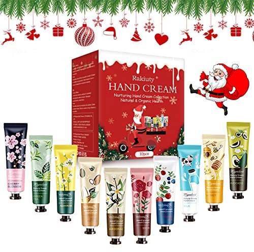 Noël Crèmes Mains Hydratantes, Noël Coffret Cadeau Femme, Crèmes pour Mains, Réparatrices et Hydratantes, Coffret Cadeau pour Saint-Valentin, Coffret Cadeau et d'Anniversairepour Noël Femmes,10Pcs