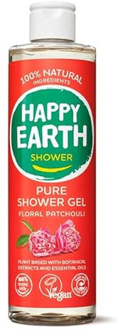 Happy Earth Gel Douche - Pour Hommes et Femmes - Gel Douche - 100% Ingrédients Naturels & Végan - Floral Patchouli - 300 ML