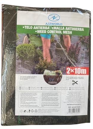 A2ZWORLD Grässkydd 200 cm x 10 m, 20 m², andningsbar, genomtränglig, UV-beständig PP, lätt att klippa och installera, miljövänlig mot ogräs