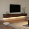 FGNIXLN TV Lowboard,200CM TV Schrank,Lowboard Hängend, Fernsehschrank Für Das Wohnzimmer, Geeignet Für Das Wohnzimmer Und Schlafzimmer (Braun, 200CM-LED)