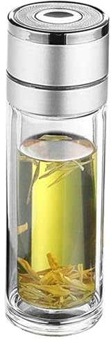 Wezalget Bottiglie per Acqua in - Bottiglia per Acqua e Tè in a Doppio Strato con Design da Tazza - Resistente Calore a Tenuta Stagna Doppio Strato Per Uso Casa e Viaggio