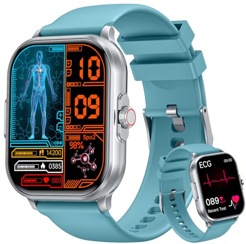 ECG Montre Connectée Homme Smartwatch: avec HRV IMC Acide Urique Appel Bluetooth Sommeil Fréquence Cardiaque Pression Artérielle SpO2 Étanche Cardio Fitness Tracker 2.01 Montre Sport pour Android iOS