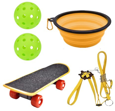 Acunny Tortoise Arnés, Tortugas Galletas Entrenamiento Skateboard Juguetes Set Accesorios para Hamster Acuático Barba | Bartagame Gecko Hamster Conejo para Parque Exterior Pasarela