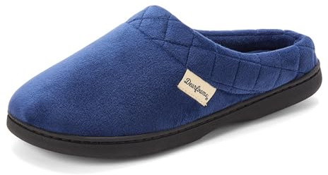 Dearfoams Women's Indoor/Outdoor Memory Foam Darcy Microfiber Velour Clog, Wide Widths Slipper, Peacoat, Large