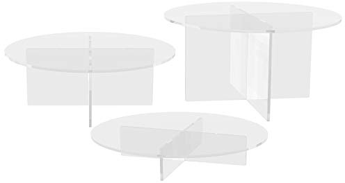 Danieli | Set 3 Alzatine in Acrilico con Ripiano Nero per Dolci, Frutta e Buffet | Espositori in Acrilico Trasparente (1 pz Altezza 6 cm BLACK) (Set da 3 pz Altezze 18,12 e 6)