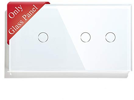 BSEED Interruptor de luz táctil panel de vidrio para interruptor de luz de pared 1 Gang + 2 Gang Blanco 157 mm