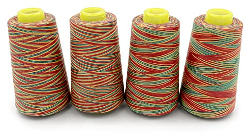 Tortoise 4 Cones of 3000 Yards Each Spool Thread for All Purpose, Serger, Overlock, Quilting, Sewing Machine - 40S/2 Rainbow-1
