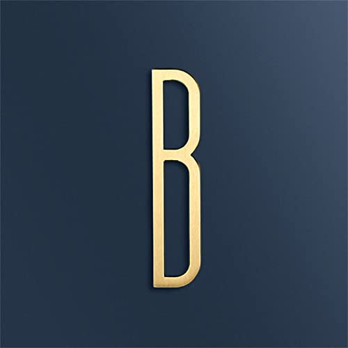 7cm Solid Brass 3D House Plaque Numbers 0-9 Letters A-Z Dash Sign Adhesive Glued Hotel Office Door Number Indoor Mailbox Address Digital Alphabet for Home Outdoor Plates Doorplate Room (B)