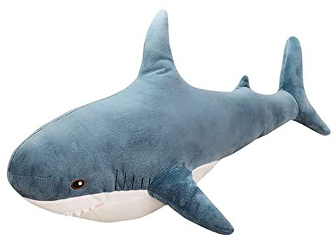 OUKEYI 30 Inch Giant Shark Stuffed Animal Pillow, Soft Shark Plush Pillow for Kids, Comfortable Sleeping Pillow Back Cushion Doll Gift for Kids (Blue)