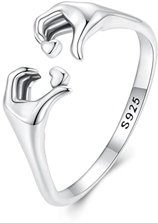 NewL 925 Sterling Silber Herz Claddagh-Ringe für Frauen Verstellbarer irischer Claddagh-Ring Freundschaftsversprechen, Sterlingsilber