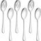 6pcs Cucharas de Servir de Acero Inoxidable, 22cm Cuchara Ranurada para Servir, Juego de Servir Cubiertos Grandes para Buffet Fiesta, Banquete, Cocina,Cucharas de Postre (Plata)