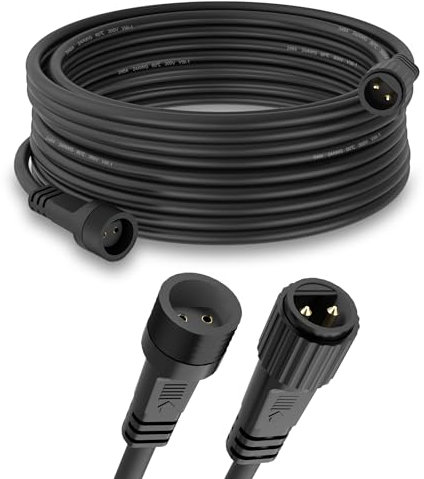 Dalugo 10M/33Ft IP65 Waterproof Outdoor Festoon Lights Extension Lead Wire - 2 Pin Anti-corrosion Black Extension Cable for G40 Globe and Solar String Lights