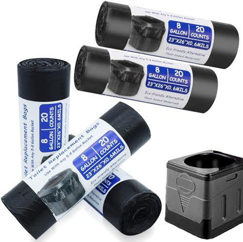 100 Stück Camping Toilettenbeutel Bio Funmo 30L Toilettenbeutel Schwarz Set Biologisch Abbaubare Toilettenbeutel Campingtoilette Beutel Wasserdichte Trenntoilette Zubehör für Wandern, Reisen, Campen