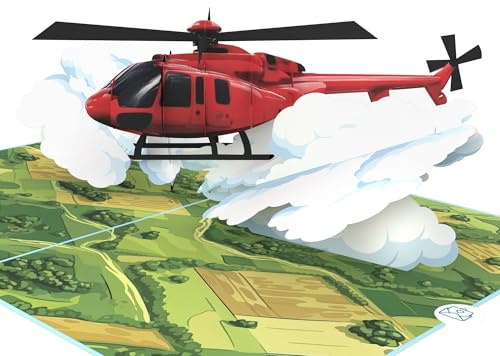 MOKIO® Tarjeta Pop-Up – Helicóptero – Tarjeta regalo 3D para un cumpleaños, tarjeta de felicitación emergente para un vuelo en helicóptero