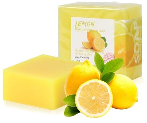 Amexo 2 Pz Saponetta Limone Saponetta Viso 100g Sapone Naturale Sapone Fatto a Mano per Corpo Viso Sapone alla Curcuma per Bagno Doccia Lavaggio (Limone)
