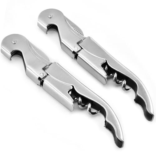 Set di 2 Cavatappi da Sommelier in Acciaio Inossidabile | Apribottiglie Resistente con Tagliacapsule Integrato | Elegante Finitura Argentata – Ideale per Vino Rosso, Bianco e Spumante