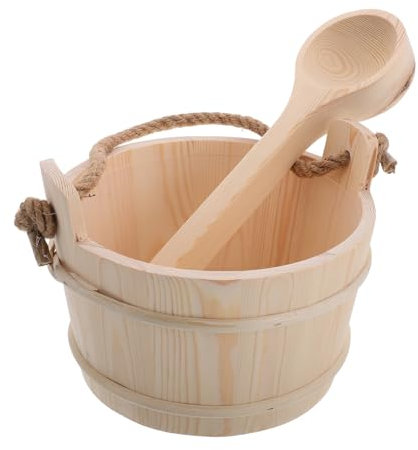 BEBEMOKO Kit De Accesorios De Sauna De Madera Cubo y Cucharón Set De Madera para Sala De Vapor para Sauna De Hogar y SPA
