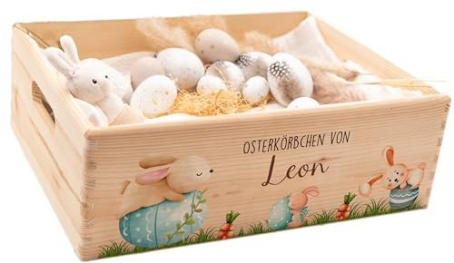 Kidsmood - Personalisiertes Osterkörbchen als Ostern-Deko & Aufbewahrungskorb für die Ostergeschenke Kinder | Osternest mit niedlichen Ostereier Motiven als dekorativer Blickfang für dein Zuhause