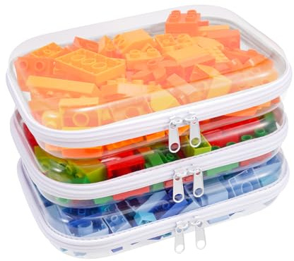 Boîte de rangement transparente avec couvercle, sac transparent, sac à jouets pour les déplacements, trousse de toilette rigide, sac de rangement étanche pour médicaments et organisation, 3 pièces