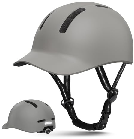 Shinmax Casque de vélo pour homme et femme, Casque réglable avec visière et protection solaire, Léger et ventilé pour les cyclistes urbains et les cyclistes de course (Gris, XL:58-62cm)