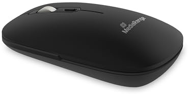MediaRange Mouse ottico wireless a 4 tasti con rotella di scorrimento e pulsante DPI, 1.000-2.400 DPI, tasti silenziosi, 3 dispositivi mulitpairing (BT Ver 5.0), simmetrico, nero